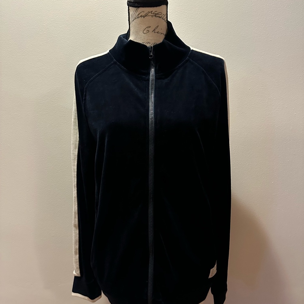 Adam Levine Collection Black Velour Jacket with White Stripes